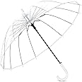 ECVV Transparent Travel Umbrella, Stick Umbrellas With J Hook Handle White Umbrella, Portable Compact Protection, Small Light Weight Waterproof