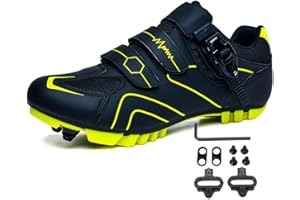 Treer Scarpe Ciclismo Unisex Scarpe MTB Uomo Donna, Traspiranti Scarpe da Equitazione Scarpe MTB Road SPD Scarpe Ciclismo Strada con Blocco Pedale Scarpe da Ciclismo da Bici 36-47 EU Nero Marina