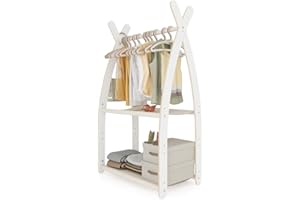 MAMOI® Armadio per Bambini in Legno 95x106x32cm / 53x95x32cm | Appendiabiti bambini da terra | Porta abiti | Guarderoba bambini per la cameretta | Armadio | 100% ECO | Prodotto nell'UE
