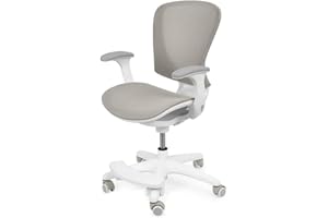 ‎SPACETRONIK Spacetronik - Schreibtischstuhl Kinder - Kinder-Drehstuhl mit Fußstütze - Kinderstuhl 5-14 Jahre - Bürostuhl mit verstellbarem Rücken und Sitz - Ergonomischer Stuhl - Sitzhöhe 42-49,5 cm - Beige