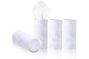 Osilly 4PCS Car Tissue Holder with Facial Tissues, Refillable Vehicle Tissue Cylinders for Cup Holder, Auto Interior Travel Tissue Box Round Container, Universal for SUV, Sedan, Truck (White)