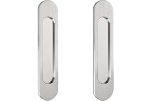 MOROBOR Lot de 2 poignées de porte coulissantes ovales auto-adhésives en alliage d'aluminium brossé pour portes coulissantes, fenêtres et armoires 18 cm