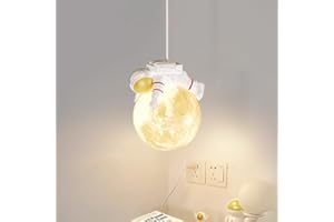 SWEMOPP Astronaute Luminaires suspendus modernes LED 3D planète lune suspension pour chambre d'enfants lampe suspendue de plafond du milieu du siècle lustre pour enfants mignon pour filles garçons cha