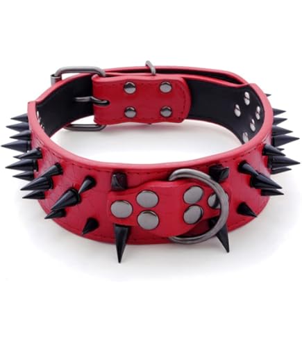 Haoyueer Hundehalsband Aus Kunstleder Mit Nieten – Für Mittelgroße & Große Hunde, Verstellbar, Größe M (rosa)