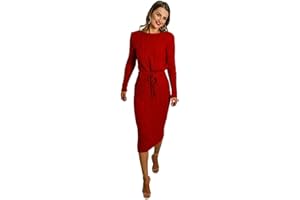 Candid Styles Women's Cable Knitted Jumper Ladies Long Sleeve Tie Up Maxi Midi Fancy Dress One Size UK 8-14