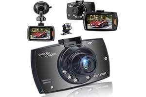BLARIE Dashcam Cámara Coche Grabadora Delantera y Trasera Vídeo Full HD - Cámara de Vigilancia para Coche - Gran Angular Panorámico Detección de Movimiento Sensor G Visión Nocturna Micrófono Dash CAM Coche