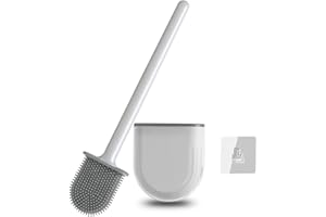 PAIDASHU Brosse WC,Brosse WC Silicone,avec Support Mural Brosse WC,avec Long Manche antidérapant Brosse WC,Nettoyage en Profondeur pour Salle de Bain Brosse WC(Lot de 1)