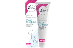 Veet Crema Depilatoria Pelli Sensibili, per Gambe, Braccia, Ascelle e Zona Bikini, 200 ml