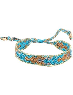 Handgefertigt Gewebt Geflochten Freundschaft Armband Manschette zum Frau-Brown/Grau/Blau