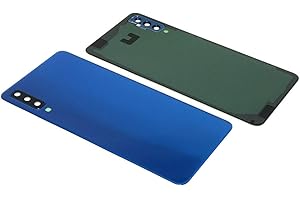 Handywest Kompatibel für Samsung Galaxy A7 2018 SM-A750F A750F Blau/Blue Akkudeckel Backcover Rückseite inkl Kleber Rückschale Hosing Cover inkl Kamera Camera Glas Mit Klebefolie Streifen Adhesive