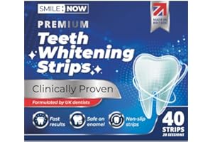 Teeth Whitening Strips - 20 Pap Teeth Whitener Sessions - Made in The UK - Non-Sensitive 40 Peroxide Free Strips - Enamel Safe by SMILE:NOW