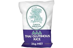 Green Dragon Thai Sticky Rice Rice 2KG | Premium Rice | Glutinous | White Rice | AAA | Chinese Ingredients | Chinese Asian Cooking | 2KG