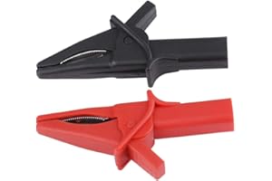 OUMEFAR 2 pinzas de cocodrilo, pinzas de cocodrilo, pinzas de cocodrilo aisladas, pinzas de cocodrilo grandes para osciloscopio (rojo + negro)