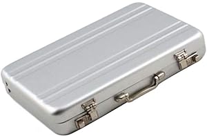 ausuky Mini Suitcase Briefcase Card Holder Gift Box, Silver