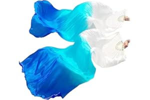 Anlising 1 Par Abanicos de Seda Danza del Vientre, Abanico Ventilador Danza, Danza del Abanico, Abanico de Seda Danza, Abanico Largos para Bailar, para Danza del Vientre, Baile Nacional