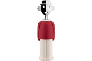 Alessi | Alessandro M. AAM23 R - Design Korkenzieher aus Verchrometem Zamak und Thermoplastischer Harz, Rot,7 x 26 x 22 cm