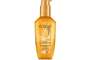 L'OREAL PARIS L'Oréal Paris - Elseve Huile Extraordinaire - Soin Sublimateur Universel Nourrissant Multi-Usages - Sans Rinçage - Enrichi en Huiles Rares de Marula & Camélia - Tous Types de Cheveux Secs - 100 ml