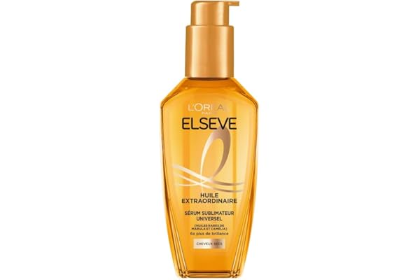 L'Oréal Paris - Elseve Huile Extraordinaire - Soin Sublimateur Universel Nourrissant Multi-Usages - Sans Rinçage - Enrichi en Huiles Rares de Marula & Camélia - Tous Types de Cheveux Secs - 100 ml