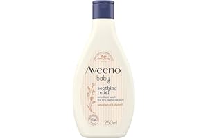 Aveeno Baby Soothing Relief Emollient Wash (1 x 250ml), Unscented, Gentle and Tear-Free Baby Wash with Natural Oat Oil & Vitamin E, Skin Feels Moisturised for 24 Hours, for Dry, Sensitive Skin