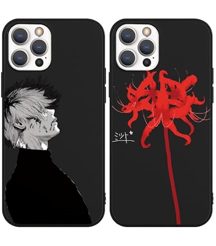2 Stück Anime Handyhüllen Für IPhone 13 Mini – Schwarz, Aus Silikon/TPU, Stoßfest, Mit Manga-Motiv