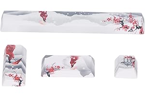 ‎CICIGLOW ciciglow Keycaps, 4Pcs DIY Keycaps Kit PBT Ice Capped Mountain Snow Girl Pattern Five Sides Custom Keycap Space/ESC/Enter/Numpad Enter Keycap für Mechanische Tastatur