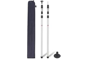 REDCAMP Lot de 2 mâts de Tente télescopiques, poteaux de Tente en Aluminium réglables Robustes, Barres de Camping d’Extension 230/320cm avec Capuchon de Protection pour Porche à auvent de bâche