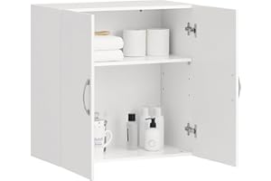 SoBuy Meuble Haut Salle de Bain Suspendu Armoire Murale avec Étagère Réglable et Porte Rangement Mural Compact pour Salle de Bain, WC ou Cuisine Blanche 60x30x60 cm FRG231-W