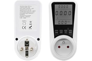 NAVESO Prise Compteur d'Énergie, Wattmètre Prise Compteur D'énergie Numérique 16A, 3680W avec écran LCD, 9 Modes de Surveillance pour Économie d'Energie, Surcharges de Protection