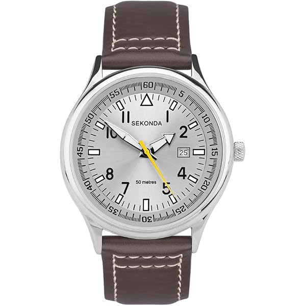 Orologio Da Uomo Sekonda 1851, Movimento Al Quarzo, Quadrante Argentato Con Numeri Grandi, Cinturino In Pelle Nera, Cassa Argento - 4