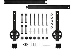 MAYMA 183cm Système de Porte Coulissante,Kit Porte Coulissante de Grange,Quincaillerie Kit de Rail pour Porte Coulissante,Kit de Rail pour Porte Coulissante,Rail+2 Roulette