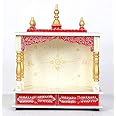 Kamdhenu art and craft Wooden Temple Home Temple Pooja Mandir Pooja Mandap Temple for Home (White & Red) - 9X22 Inch