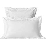 Pizuna 400 Thread Count Cotton White Pillowcases set of 2 Standard, 100% Long Staple Cotton Oxford Pillowcases 2 Pack, Luxuri