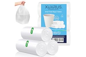 XUXRUS Pedal Bin Liners 10l Small Clear Plastic Bin Bags 78 Counts Strong Wastebasket Trash Can Bin Liners for Bathroom Toilet,Bedroom, Office,Desk,Fit 10-15ltr,Clear