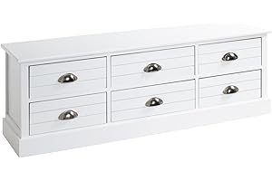 HAKU Möbel Commode Blanc, Bois Massif, MDF - Dim.: L 115 cm x H 40 cm x P 30 cm, Style: Coastal Furniture