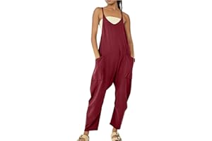 NUSGEAR 2023 Mono Peto Suelto Mujer Jumpsuit de Eslinga Verano Moda Petos de Pantalones Largo Casual Bolsillo Clásico Color Sólido Monos Pierna Ancha Playa Cómodo Pantalón Rompers