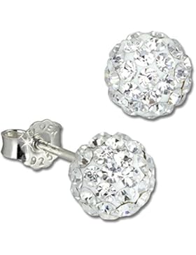 SilberDream Ohrstecker Glitzerkugel 6mm weiß Preciosa Zirkonias Sterling Silber 925 Ohrring GSO2806W