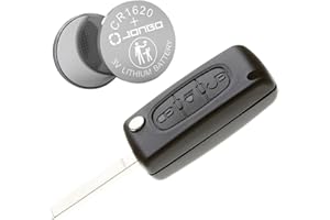 Jongo® CE0523 Kit Complet Coque Clé 3 Boutons + Pile CR1620 Compatible avec Citroën C4 C5 C6 C4 Picasso Plip Boîtier Télécommande + Lame VA2 et Goupilles