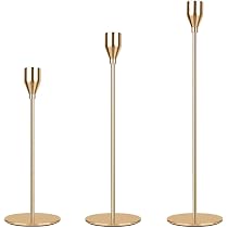 Bougeoirs En Or Pour Bougies Coniques - Lot De 6 Avec 3 Hauteurs - Support Métal Mariage/Déco