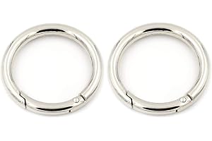 YUMATCH 2Pcs Spring O Rings, Spring Trigger O Rings Round Carabiner Snap Clip Keyring Spring Snap Loaded Clips Spring O Keyring Buckle Locking Carabiner Hooks, 38mm Silver
