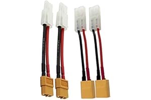 ONPRO 2 Pairs XT60 Male Female Connector to Big-Tamiya Male Female Connector Adapter Lead with 3.93inch 14AWG Silicone Wire
