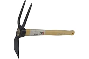 SHW-FIRE 59101 - Zappa da giardino a lama larga, 2 denti con manico in legno di frassino corto, 40 cm