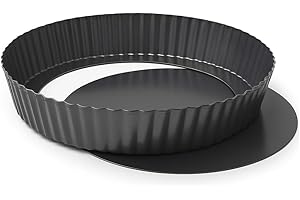 MGE WORLD MGE - Stampo per torte con fondo rimovibile, per quiche, stampo per torte rotondo, rivestimento antiaderente, stampo per torta, stampo per torta, alto 5 cm (24 cm)