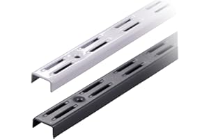 ‎BOOMET BOOMET Wandschienen 2-reihig Weiß 100cm 10 Stück · 2 Farben · Regalschienen für Regalträger/Wandregal · Regalbodenträger aus Stahl · pulverbeschichtet · Einfache Montage