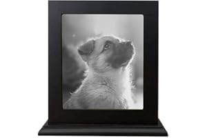 HANWU Pet Holz Memorial Urn für Asche, Bilderrahmen Aufbewahrungsschachtel für Hunde Katzen, Funerary Schatullen Supplies Burly Holz Urnen Pet Lovers,Schwarz