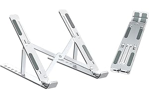 Ewent Support Ordinateur Portable - Support Facilement Pliable, Niveaux Réglables - Support Ordinateur en Aluminium - Convient aux Ordinateurs Portables de 10 à 15,6 Pouces