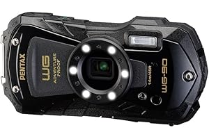 PENTAX WG-90 Noir - Appareil Photo Compact numérique étanche, conçu pour la Photo sous-Marine de la Vie Quotidienne Jusqu’à 14 mètres de Profondeur