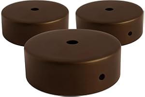 AMARCORDS - 3 Rosoni Lampadario in metallo, coprifili per lampada completo di accessori fermacavo viti e staffa da soffitto. Diametro 77mm altezza 26mm colore CORTEN