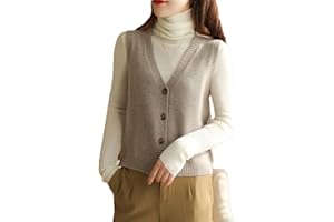 ALLOAONE Cárdigan De Punto Sin Mangas para Mujer, Chalecos Informales con Cuello En V, Chalecos Básicos Individuales