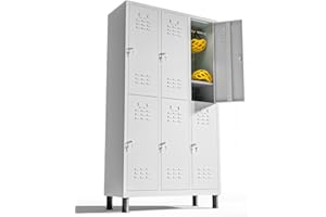 TwinThink Taquillas Vestuario. 180 x 97 x 40 cm Taquillas Metalicas de 6 Puertas Taquilla Metalica con Llave Taquillas Vestuario Metalicas (1, Gris)