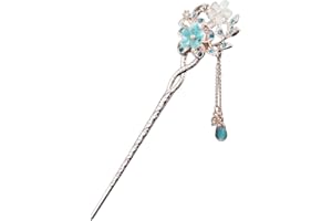 JRYXDS Vintage Haar Stick Opal Blume Haar Stäbchen Haar Dekor chinesische Haarnadeln alten Haarspange alten Haarspange-Rot (A(Blau))